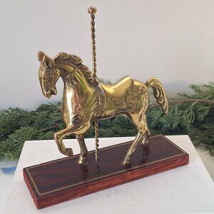 Vintage Brass Carousel Horse Statue